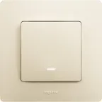 Выключатель одноклавишный, с подсветкой, бежевый, безвинтовые зажимы