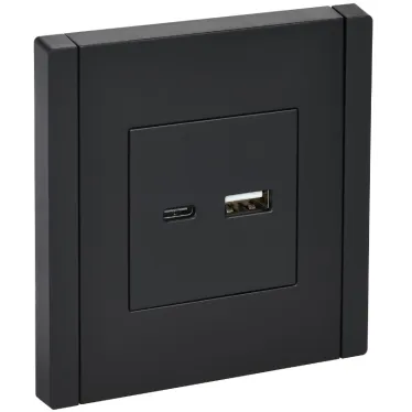 FORTE@PIANO Розетка USB A+C 18Вт FP151 черный IEK