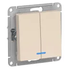 Выключатель двухклавишный ATLASDESIGN с подсветкой схема 5а 10АХ механизм бежевый