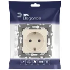 Розетка 2P+E Schuko со шторками, 16А-250В, Эра Elegance, сл.кость, 14-2102-02