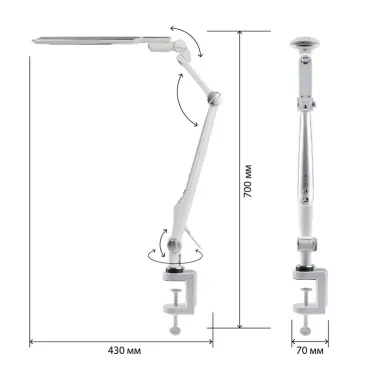 Светильник настольный светодиодный NLED-496-12W-S на струбцине серебро