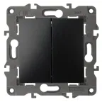 Выключатель двойной, 10АХ-250В, Эра Elegance, антрацит,14-1104-05