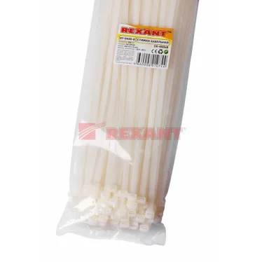 хомут-стяжка кабельная нейлоновая 450 x7,6 мм, белая, (1уп - 100шт), REXANT