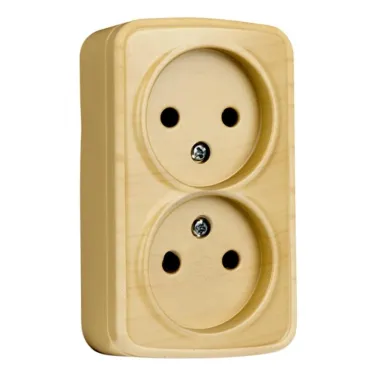 Розетка 2-местная ОП Минск 10А без заземления светлое дерево