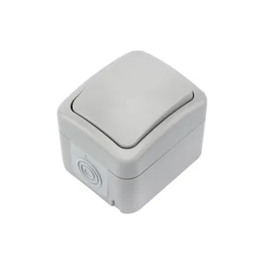 Выключатель одноклавишный Mini OG IP54, о/у, серый