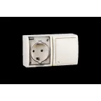 15 Aqua Блок розетка с заземлением 16А 250В + выключатель проходной 10А 250В IP54 слоновая кость