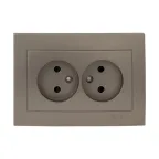 Валенсия лицевая панель розетка 2-местной б/з 10А кашемир с защ. штор.