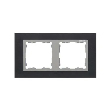 Рамка на 2 поста, S82N, сталь матовая чёрная - алюминий (металл)