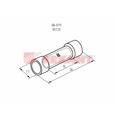 Гильза соединительная изолир L-26 мм 0.5-1.5 кв мм (ГСИ 1.5 ГСИ 0,5-1,5) красная, REXANT