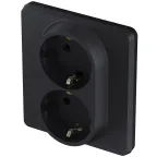 Розетка двойная с заземлением x 2К+З немецкий стандарт 16А 250В~ INSPIRIA антрацит