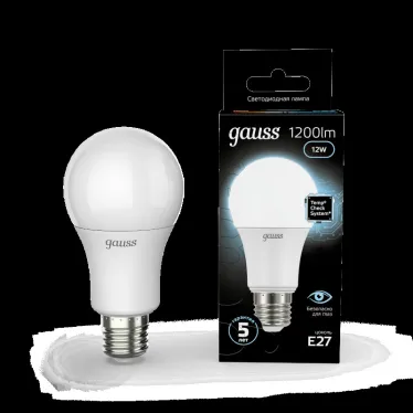 Лампа светодиодная LED 12 Вт 1200 лм 4100К А60 груша нейтральный E27 AC 220В Black Gauss