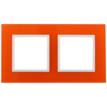 Рамка на 2 поста, стекло, Эра Elegance, оранжевый+бел, 14-5102-22