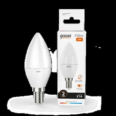 Лампа светодиодная LED 10 Вт 710 лм 3000К свеча теплый E14 AC 220В Elementary Gauss
