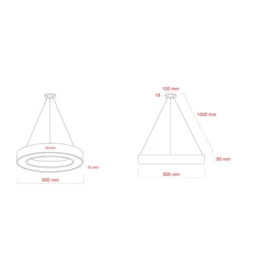 Светильник LED Geometria Ring SPO-133-B-40K-045 45Вт 4000K 3200Лм IP40 600*80 черный подвесной драйвер внутри