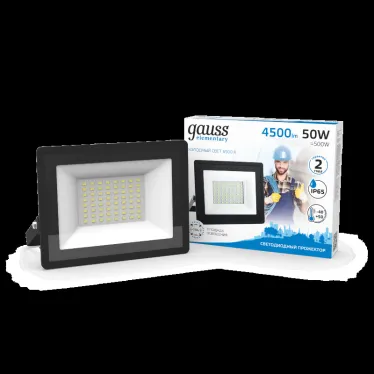 Прожектор светодиодный ДО 50 Вт 4500 лм 6500К AC 220В IP65 162х174х32мм Elementary Gauss