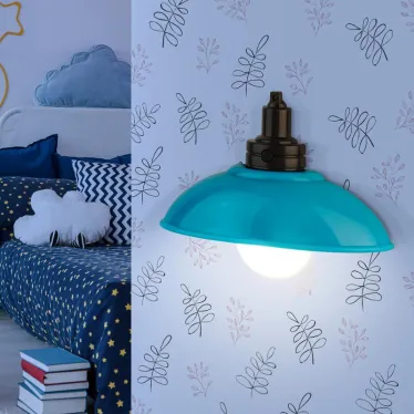 Ночник - светильник светодиодный NLED-487-1W-SW-BU настенный на батарейках с выключателем голубой