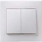 КВАРТА Выключатель двухклавишный скрытый белый в сборе