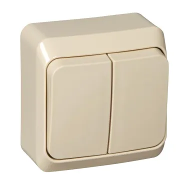 ЭТЮД Выключатель двухклавишный наружный бежевый сх.5