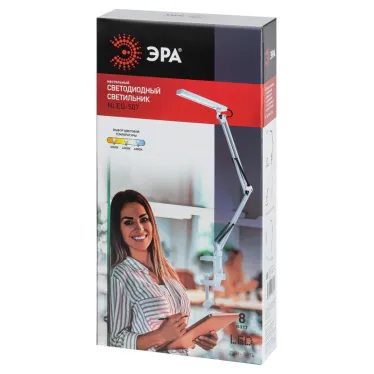 Светильник настольный ДНБ 8W NLED-507-8W-W светодиодный на струбцине белый