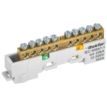 TEKFOR Шина PE земля неизолированная на универсальном держателе 6х9-10-Ж IEK