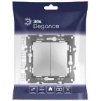 Переключатель двойной, 10АХ-250В, Эра Elegance, алюминий,14-1106-03