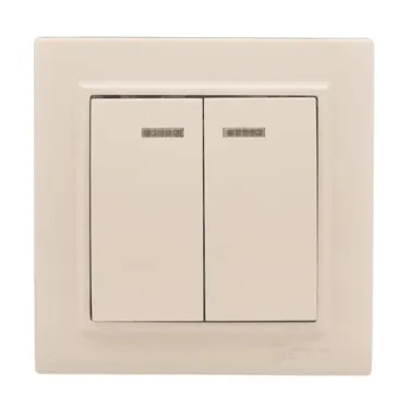Выключатель двухклавишный СП Минск с индикатором 10А бежевый