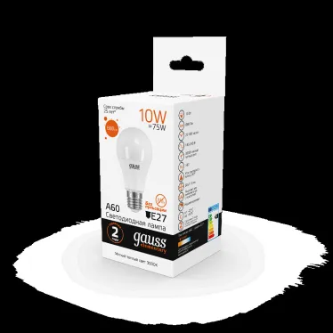 Лампа светодиодная LED 10 Вт 880 лм 3000К А60 груша теплый E27 AC 220В Elementary Gauss
