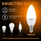 Лампа светодиодная LED 9.5Вт E14 220В 3000К Candle (свеча) | 103101110 | Gauss