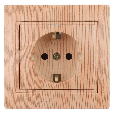Розетка 2P+E Schuko, 16А-250В, СУ, Plano, сосна, 1-202-11