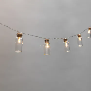 Гирлянда светодиодная Баночки 1,5 м, 10 LED, прозрачный ПВХ, цвет свечения теплый белый, 2 х АА (батарейки не в комплекте) | 303-096 | NEON-NIGHT