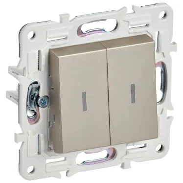 SKANDY Выключатель 2-клавишный с индикацией 10А SK-V09Sh шампань IEK