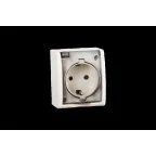 15 Aqua Розетка 2Р+Е Schuko со шторками с крышкой полупр. IP54 16А 250В винтовой зажим S15A сл. кость