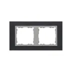 Рамка на 2 поста, S82N, сталь матовая чёрная - алюминий (металл)