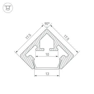 Профиль PDS45-KUB-2000 ANOD (ARL, Алюминий)