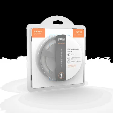 Лента светодиодная LED 2835/120-SMD 9.6 Вт/м 624 лм/м 3000К DC 12В IP20 8мм (блистер 3м) Basic Gauss