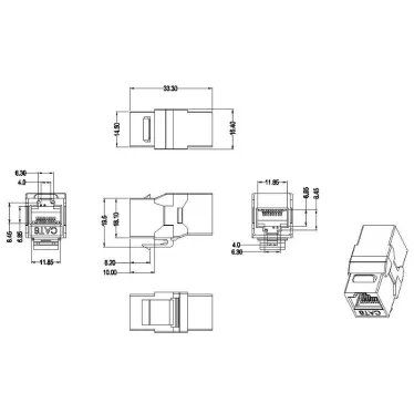 Адаптер проходной (coupler) RJ-45(8P8C) формата Keystone Jack