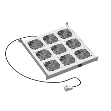 19дюйм Вентиляторный модуль, 9 вентиляторов с термостатом
