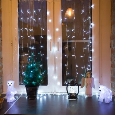 Гирлянда "Светодиодный Дождь"  1,5х1м, свечение с динамикой, прозрачный провод, 230 В, диоды БЕЛЫЕ | 235-025 | NEON-NIGHT