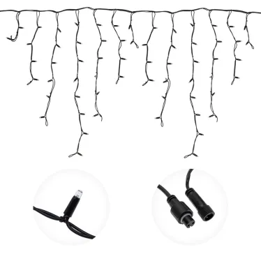 Гирлянда Айсикл (бахрома) светодиодный, 3,2 х 0,9 м, черный провод "КАУЧУК", 230 В, диоды белые, 120 LED | 255-215 | NEON-NIGHT