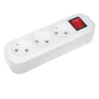 Колодка 3 гнезда с кнопкой без заземления