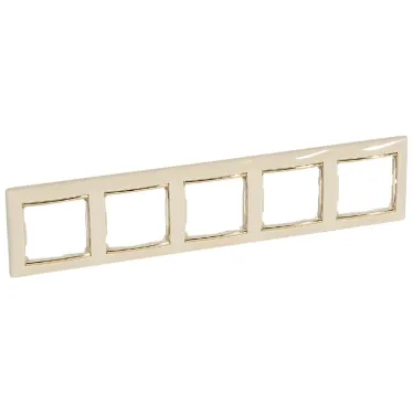 VALENA Рамка 5 постов горизонтальный монтаж слоновая кость/золото