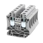 Клемма проходная, винтовой зажим, 2 точки подключения, 16 кв.мм, серая