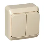 ЭТЮД Выключатель двухклавишный наружный бежевый сх.5