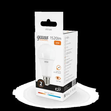Лампа светодиодная LED 20 Вт 1520 лм 3000К А60 груша теплый E27 AC 220В Elementary Gauss