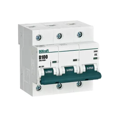 Выключатель автоматический трехполюсный 100А D ВА-201 10кА