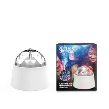 Светильник с фиксированной проекцией "диско", с кабелем электропитания и выключателем, 3W, бел. 1/50 | DIY0021 | Gauss