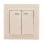 Выключатель двухклавишный СП Минск с индикатором 10А бежевый