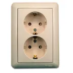 W59 Розетка двойная скрытая c заземлением 16А бежевая
