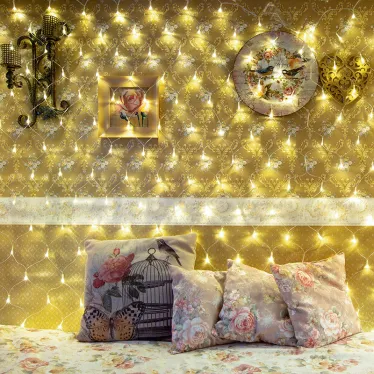 Гирлянда "Сеть" 1,5х1,5м, прозрачный ПВХ, 150 LED ТЕПЛЫЙ БЕЛЫЙ | 215-126 | NEON-NIGHT