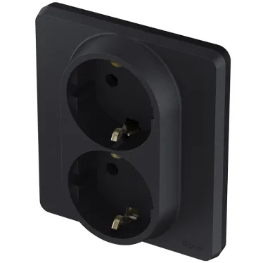 Розетка двойная с заземлением x 2К+З немецкий стандарт 16А 250В~ INSPIRIA антрацит